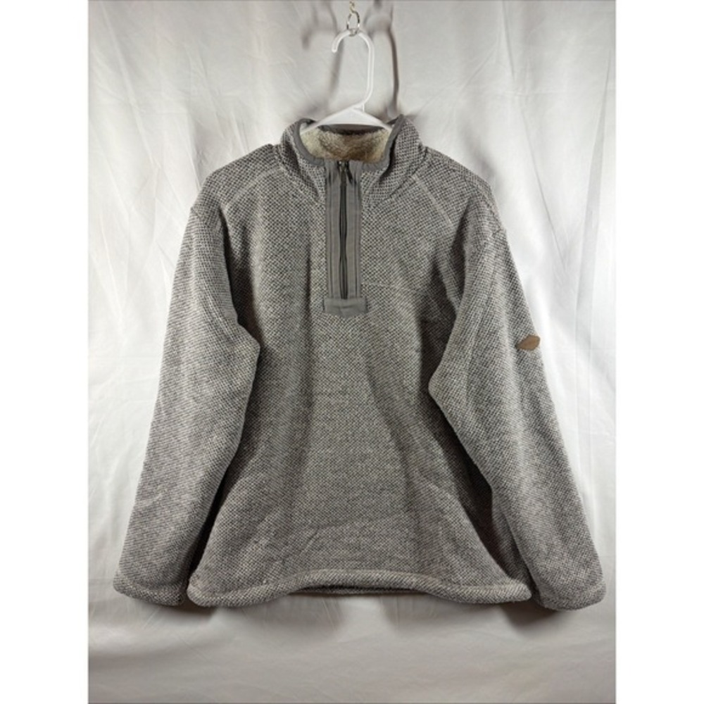 Orvis Fleece Sweater Womens‎ Large Gray Wool Blend Quarter Zip Pullover Sherpa